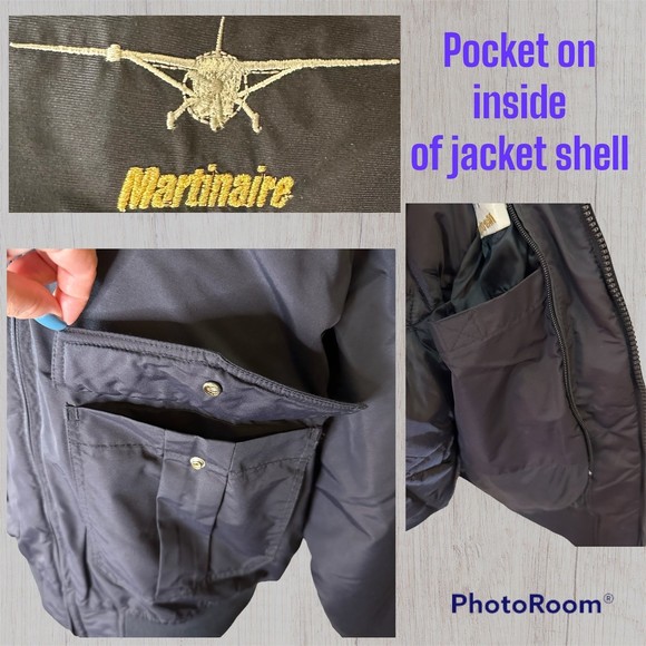 Vintage Men’s Timberking Large Navy Flight Jacket w/Removable Fuzzy Collar & Pad - Picture 4 of 5